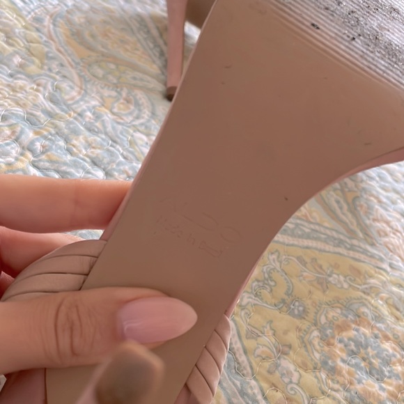 Aldo genuine suede pink & cream color open toe dress sandals - Picture 6 of 6